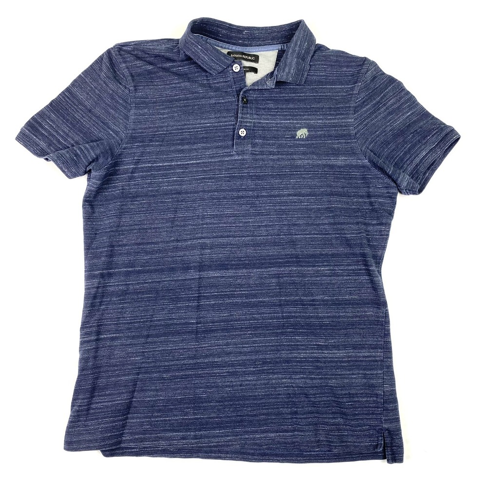 Banana Republic Polo‎ Shirt Mens Large Navy Blue Collared  Cotton Blend